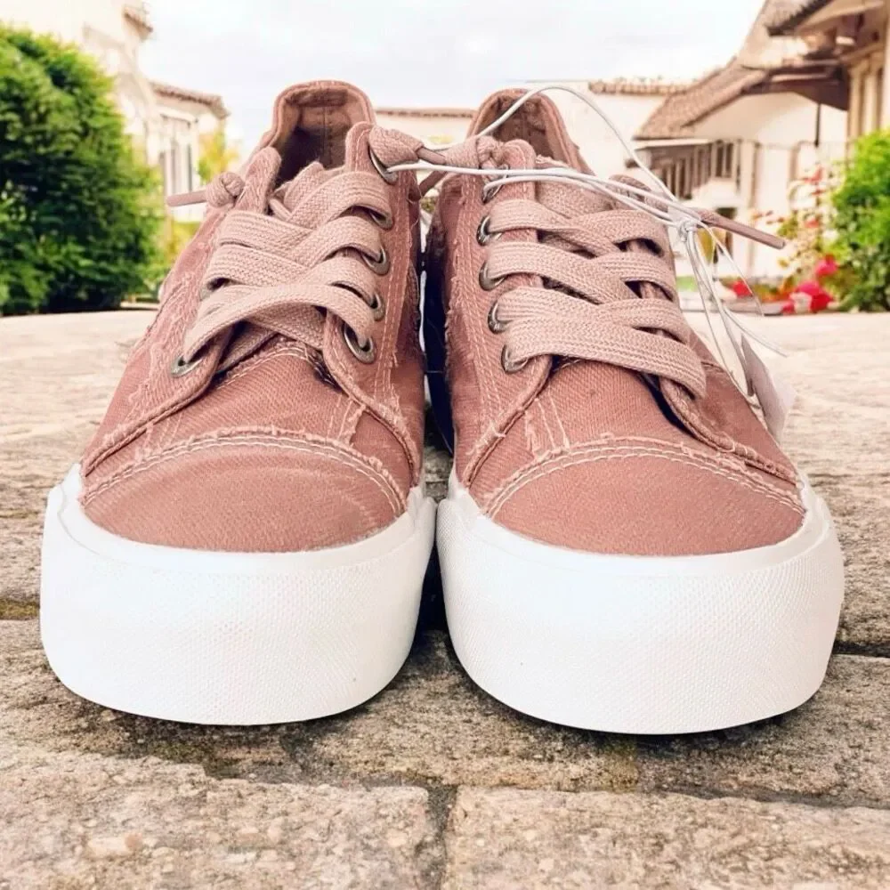 NWT Blowfish Malibu LEXINE 7.5 Dusty Pink Distressed Stitched Platform Sneakers